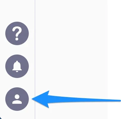 An arrow pointing at the user icon at the bottom of the left sidebar