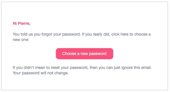 The reset password email with a Choose a new password button